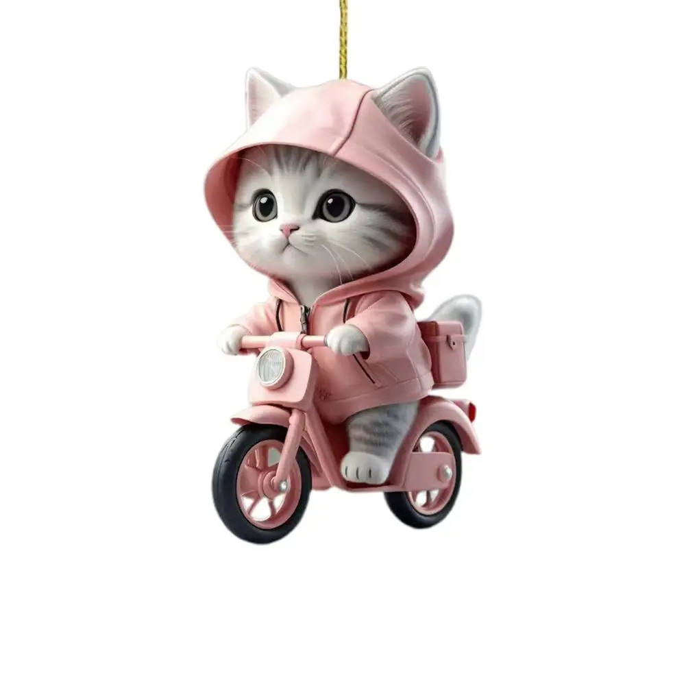 New Arrival 2D Plat Acrylic Cute Animal Keychain Cat In Pocket Bag Hanging Pendant Christmas Car Backpack Ornaments Gifts