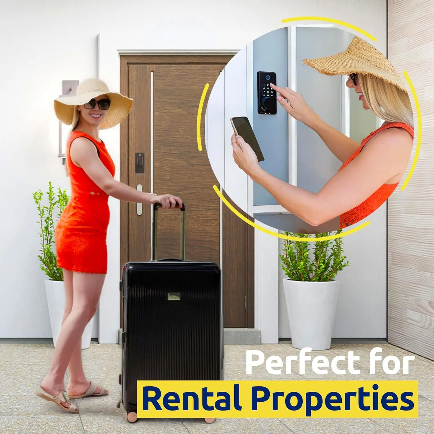 Smart Door Lock with Keyless Entry, Multiple Access Methods: Fingerprint, Keypad, App, Card & Traditional Key