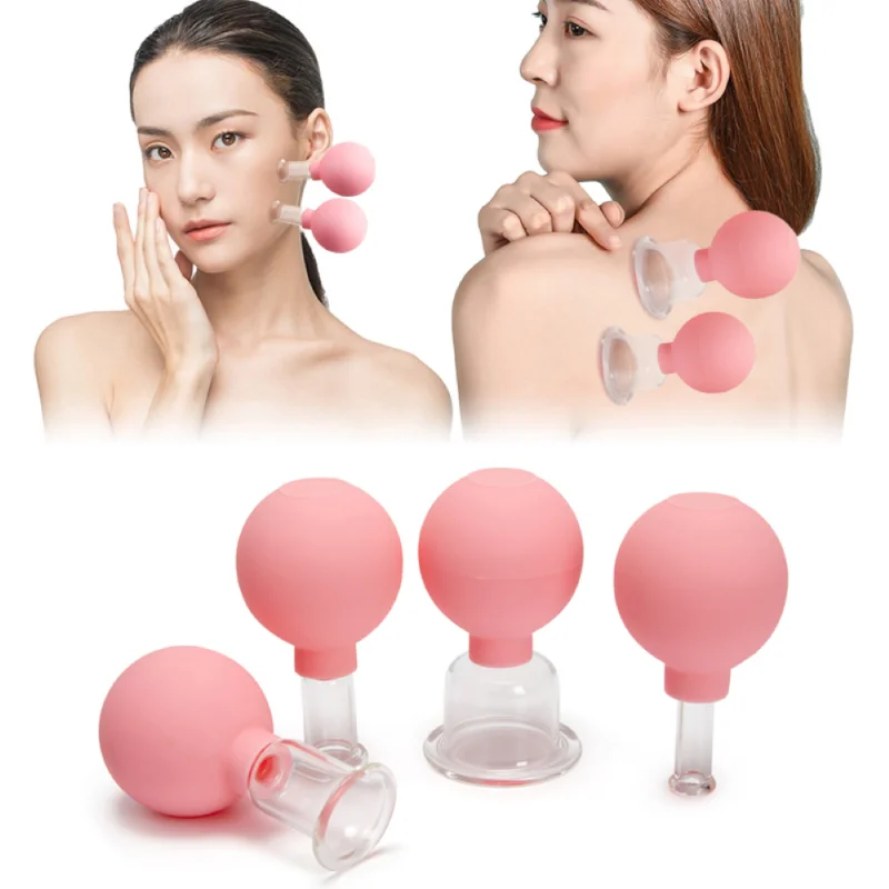 Face Massage Rubber Cupping Body Cups, Face Skin Lifting, Anti-Rugas Cupping Therapy, Ferramentas de massagem médica facial, 4pcs