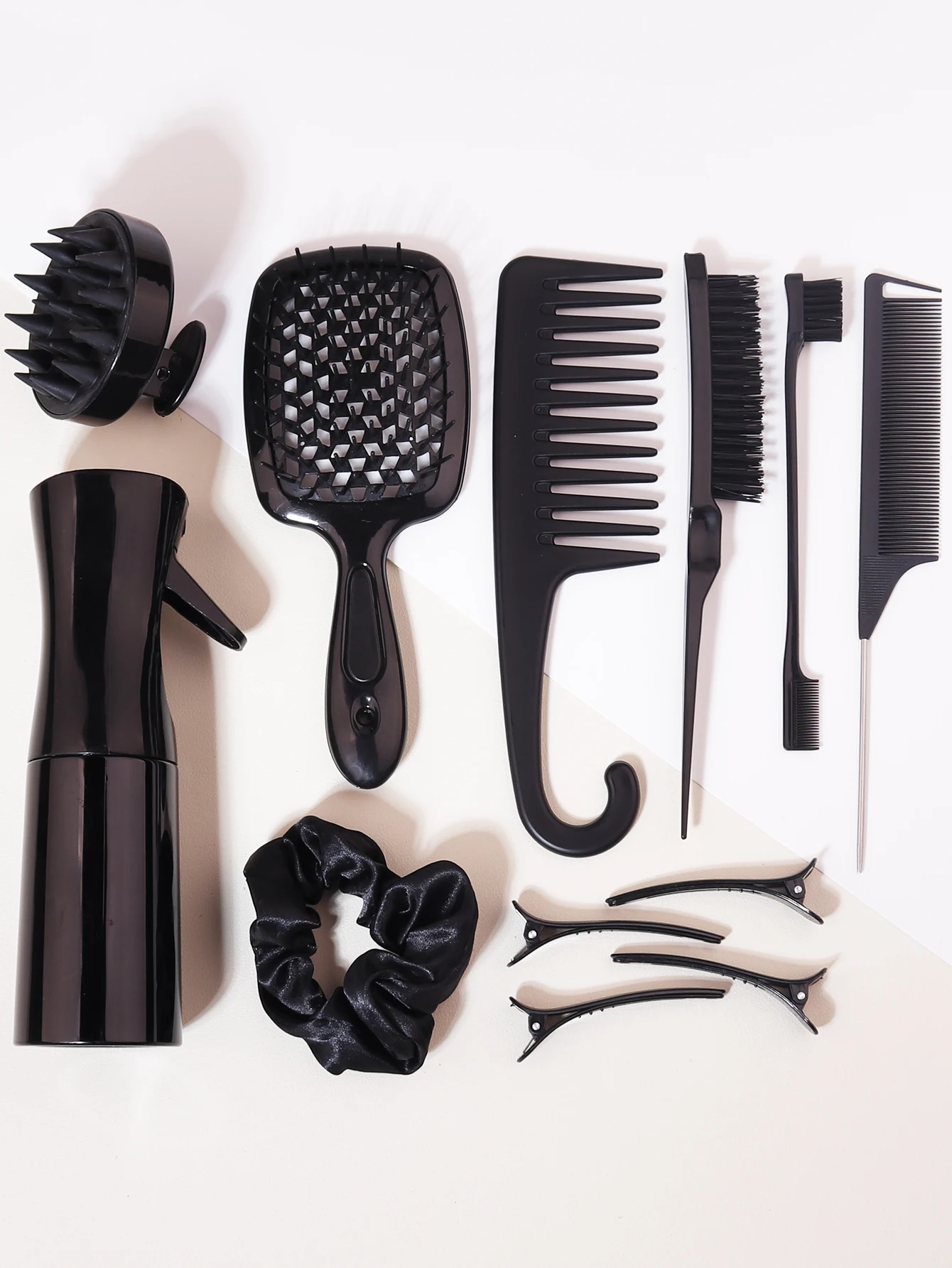 12 pcs hairstyle comb set pointed tail comb hair spray bottle hair loop weaving tool shampoo brush salon hair styling tool