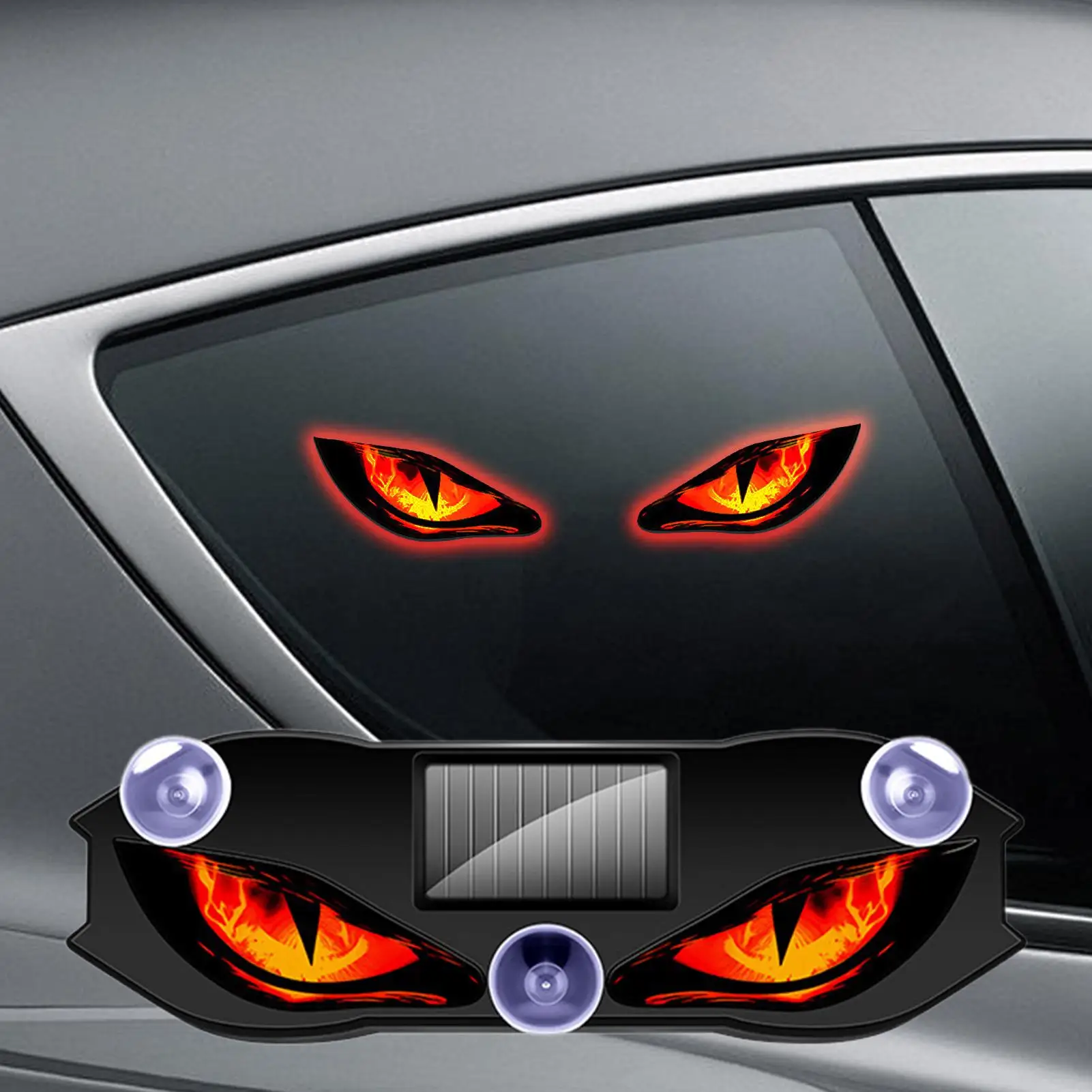 Solar Powered Dynamic Evil Eye LED Warning Light Dynamic Triangular Window Ambient Light Reflective Warning Sign