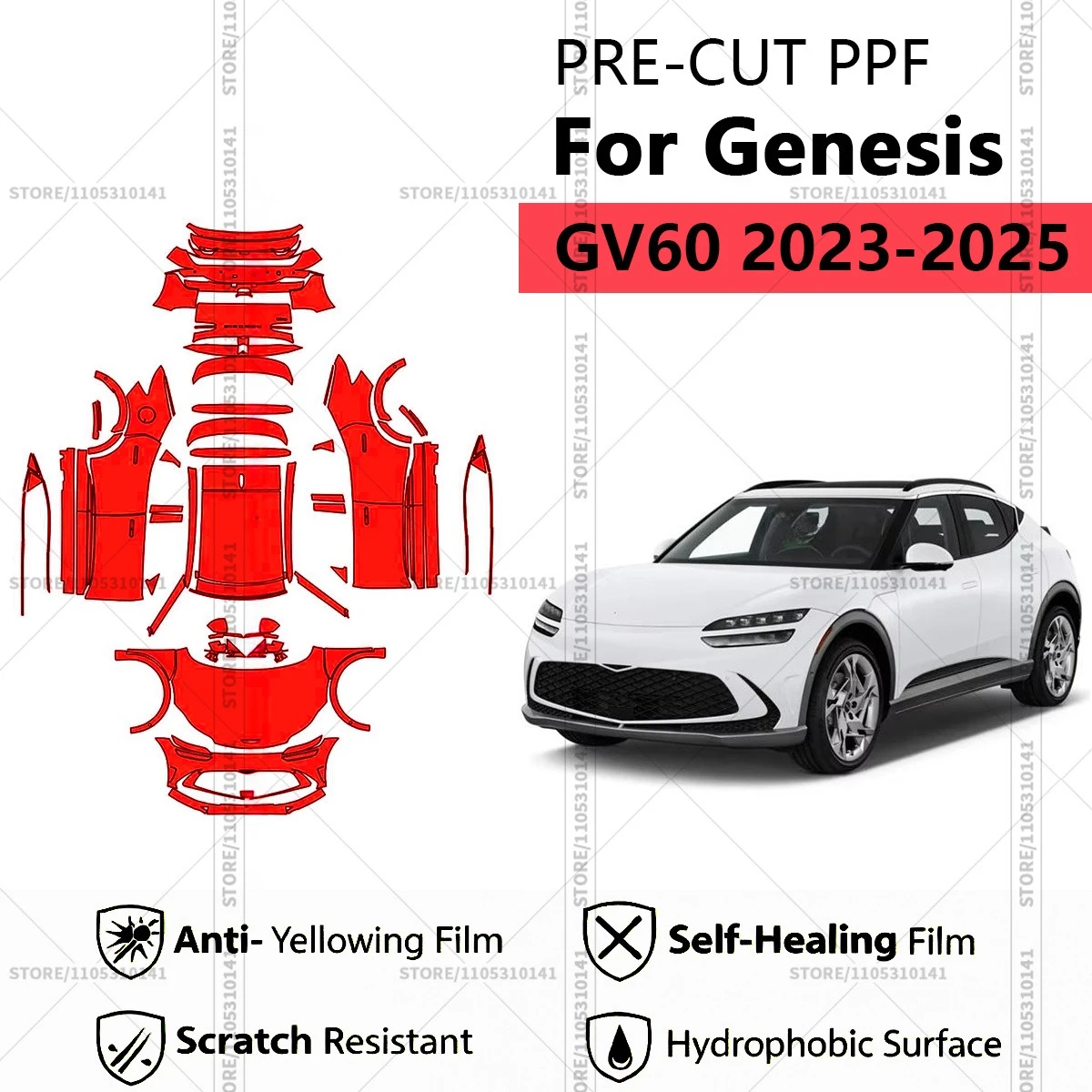 

Pre-Cut Paint Protection Film PPF Transparent Car Film Professional Automotive PPF Full Vehicle For Genesis GV60 2023-2025