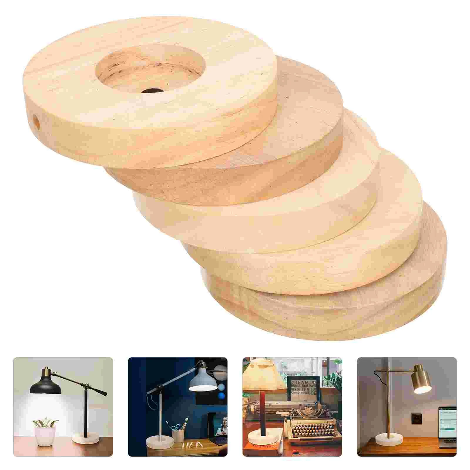 5 Pcs DIY Lamp Holder Round Table Lamps Night Wood Bases Light Stand Nightstand