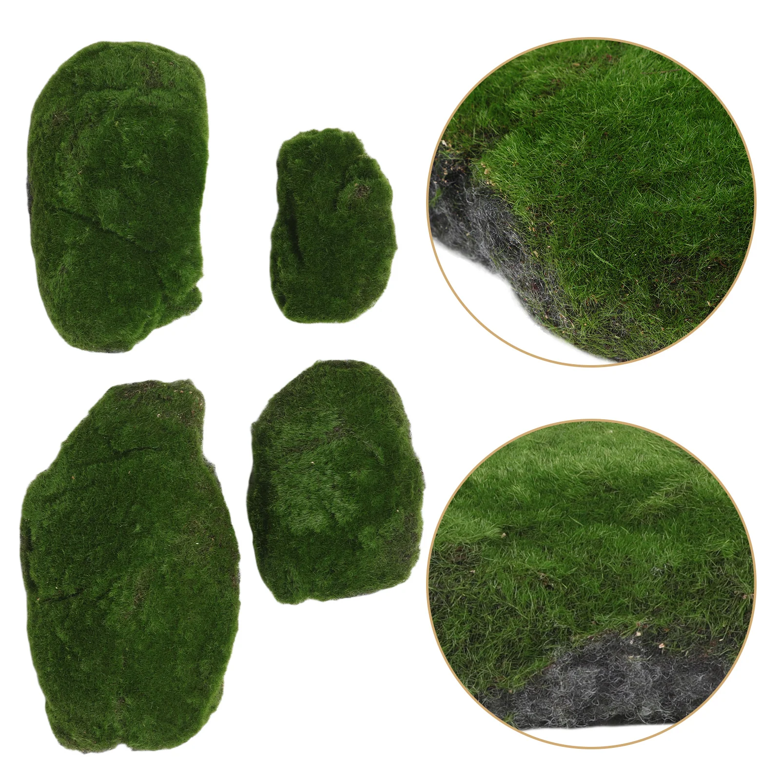 

4pcs Artificial Moss Stone Decorative Faux Green Plants Indoor Crafts Home Decor Room Office Use preserved floral moss