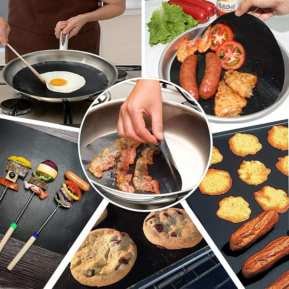 Non-stick BBQ Grill Mat 60*40cm With Oil Brush Baking Mat Cooking Grilling Sheet Heat Resistance Easily Cleaned Kitchen Tools