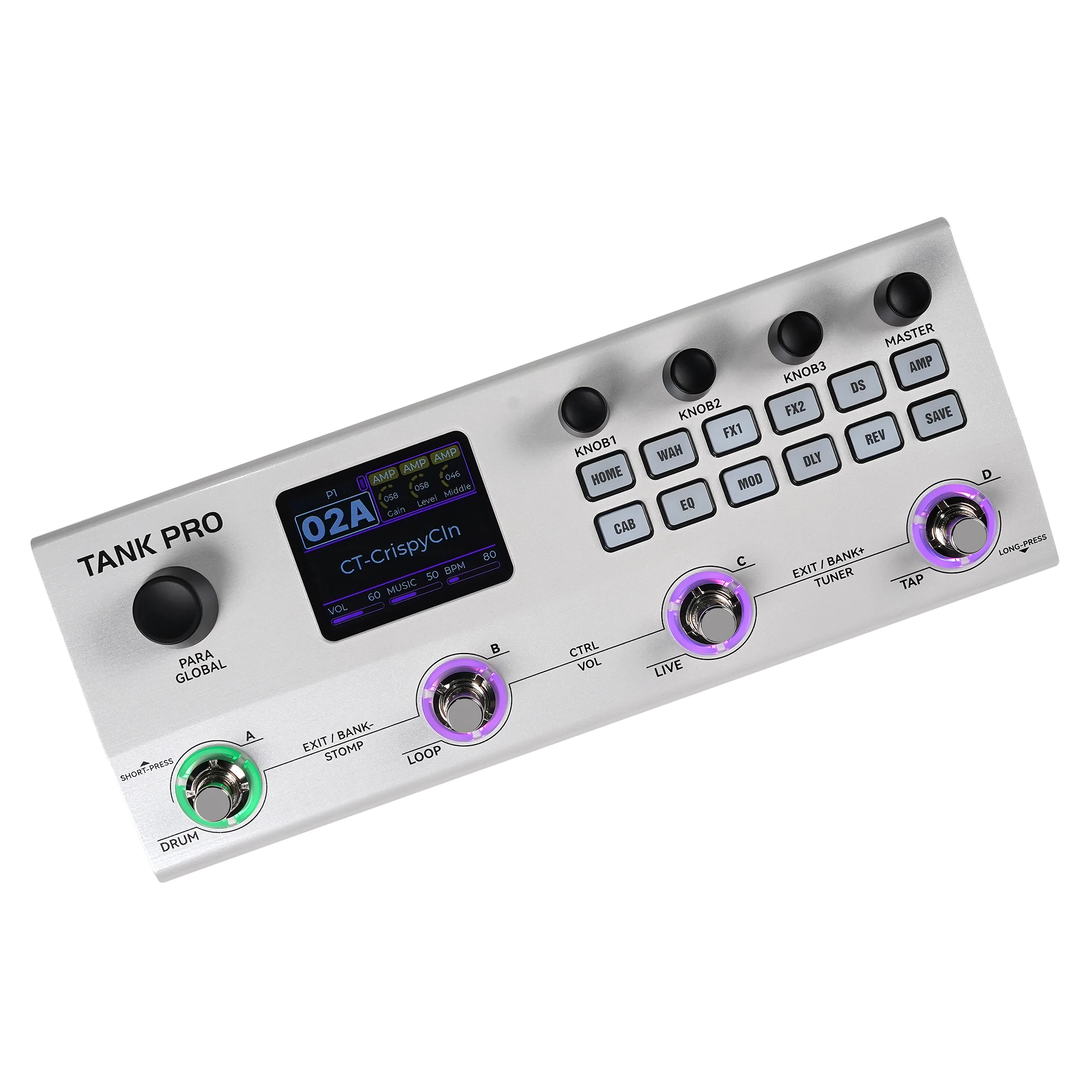 M-VAVE TANK PRO Guitar Multi-Effector Pedal W/Free Picks, AI