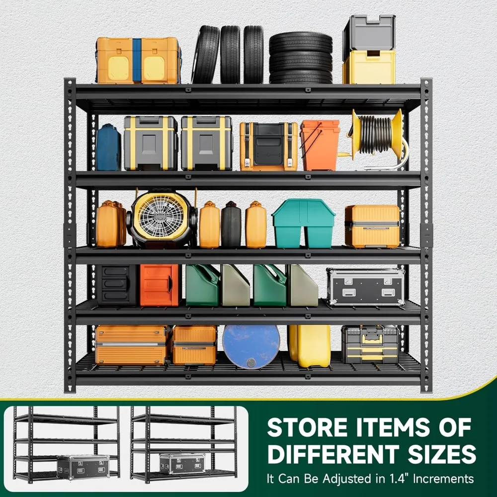 Étagères de rangement à 5 niveaux, 60 "L X 24" D X 72 "H, étagères de Garage de 3000lb, étagères et étagères de rangement en métal, étagère robuste réglable