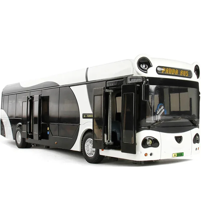 

TEMIKIDS Large Size Electric Tourist Traffic Panda Bus Alloy Passenger Car Model Diecast Toy Business Bus Sound and Light Kids G