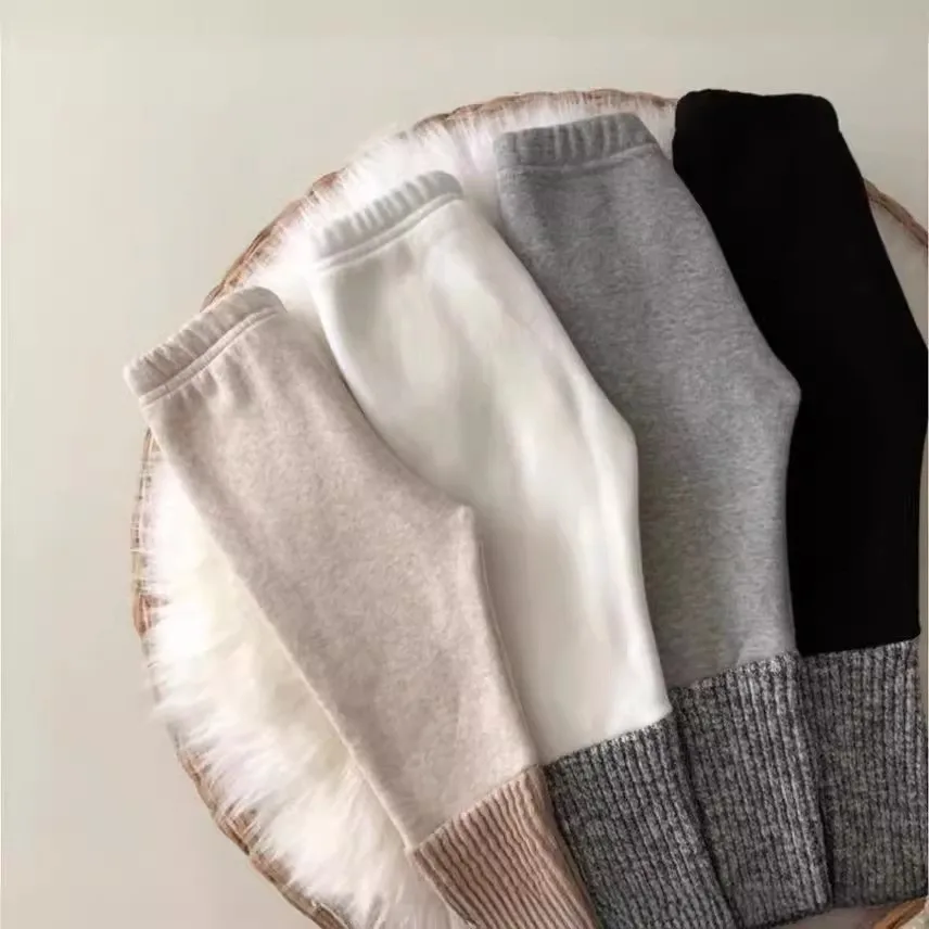 

k212016 Korean Style Kids Outerwear Base Layer Pants Autumn Season Elastic Waist Color Block Long Trousers for Boys And Girls