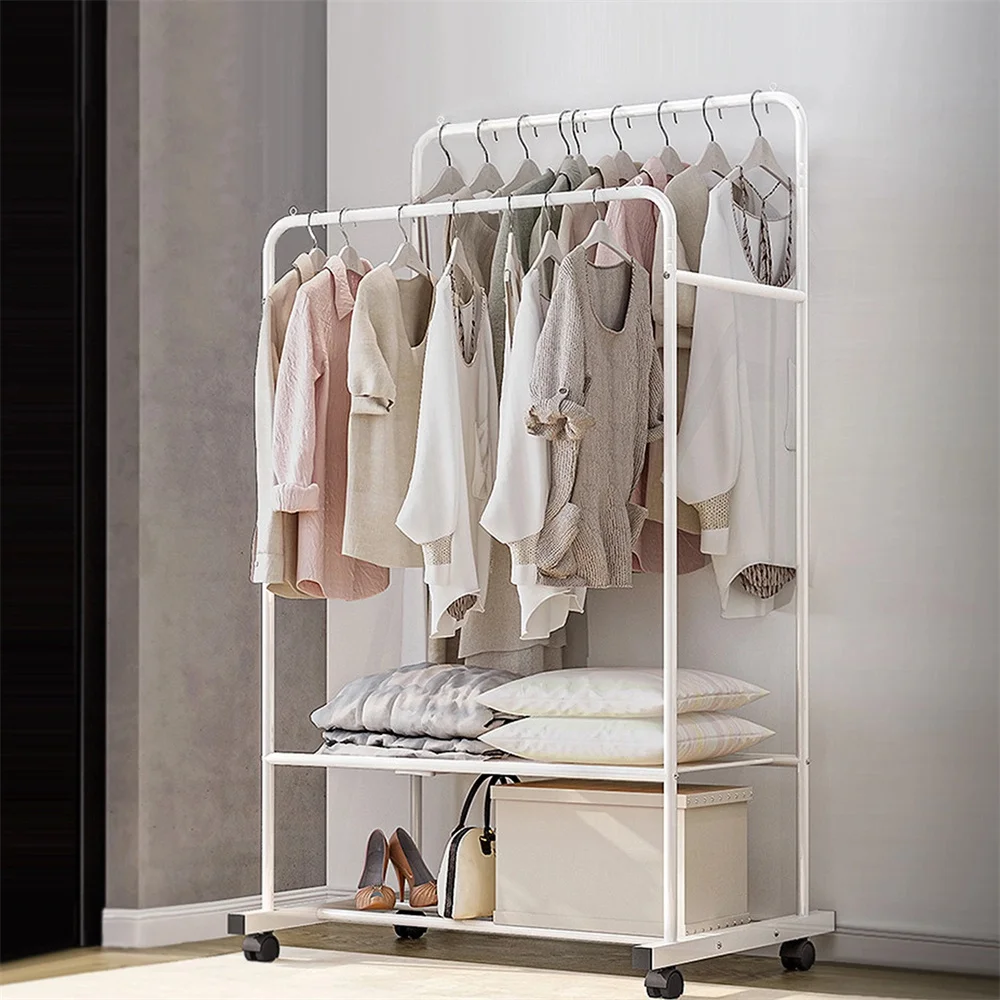 1 Pc Garment Hanging Rack Clothing Hanging Rail Pillow Shoe Display Organizer Stand Rolling Wheel Clothes Organizer