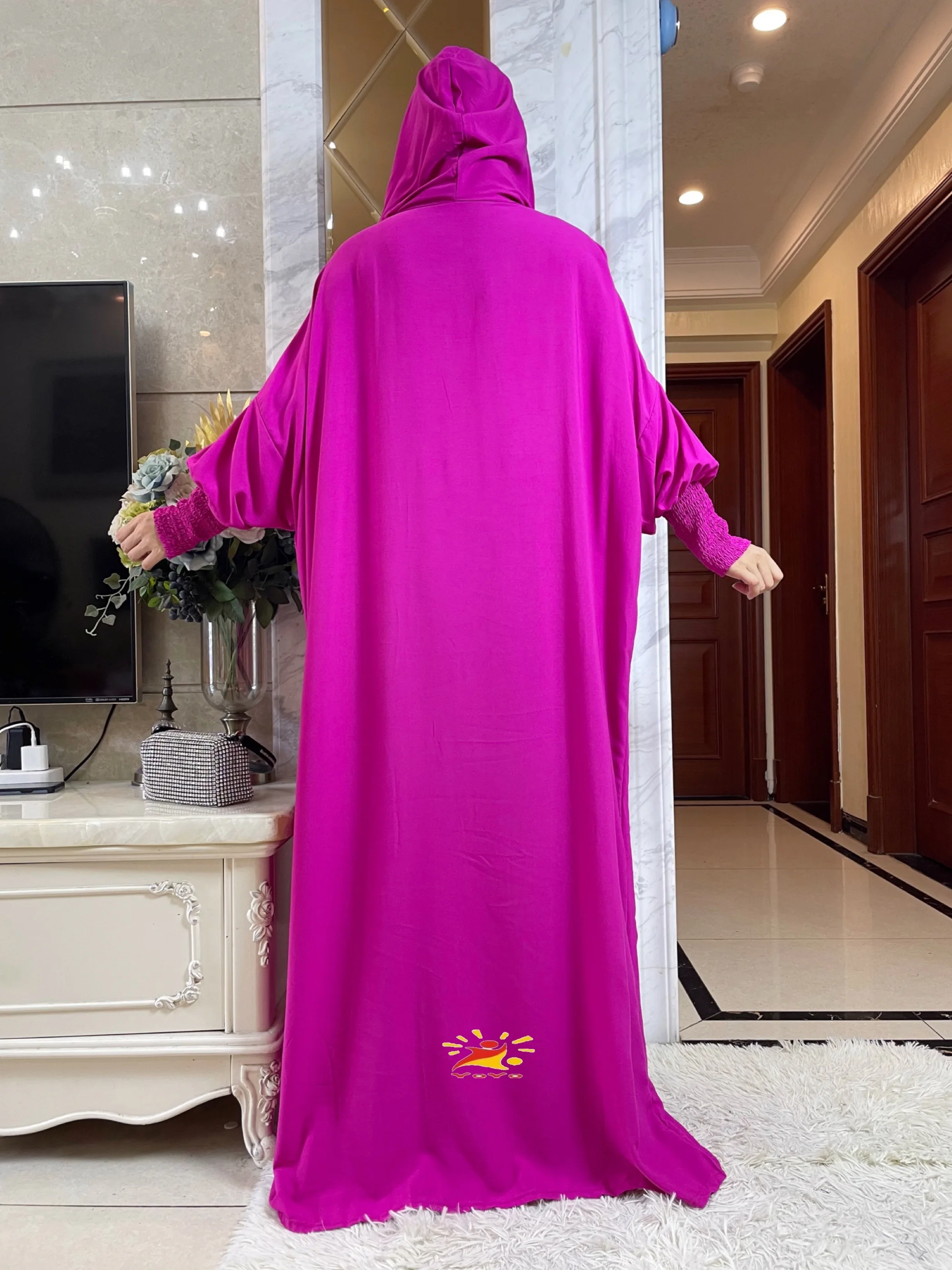 Il più nuovo musulmano manica a pipistrello Abaya donna Eid con cappuccio due cappelli in cotone abito ampio Dubai islamico maxi arabo abito Abaya