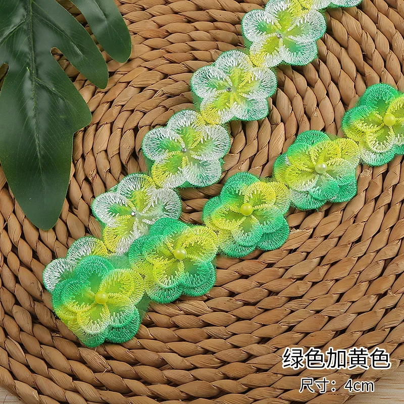 

20Yards Pearl Flower DIY Wedding Organza Lace Trim Knitting Embroidered Handmade Patchwork Ribbon Sewing Craft 4cm