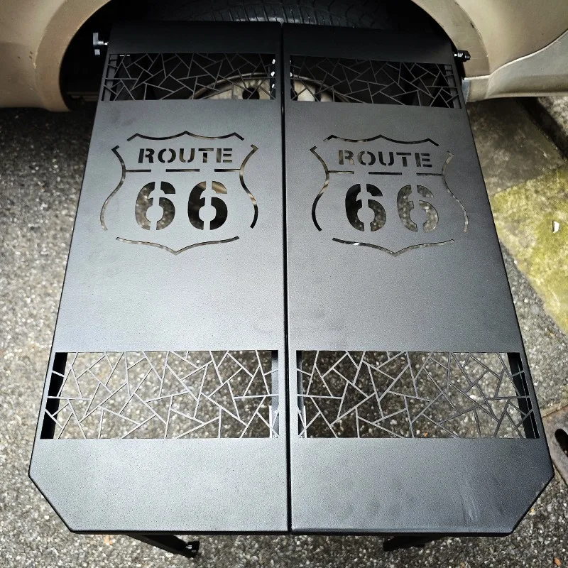 Foldable Metal Table Mount On Car Tire Outdoor Camping Picnic Offroad Portable Desk