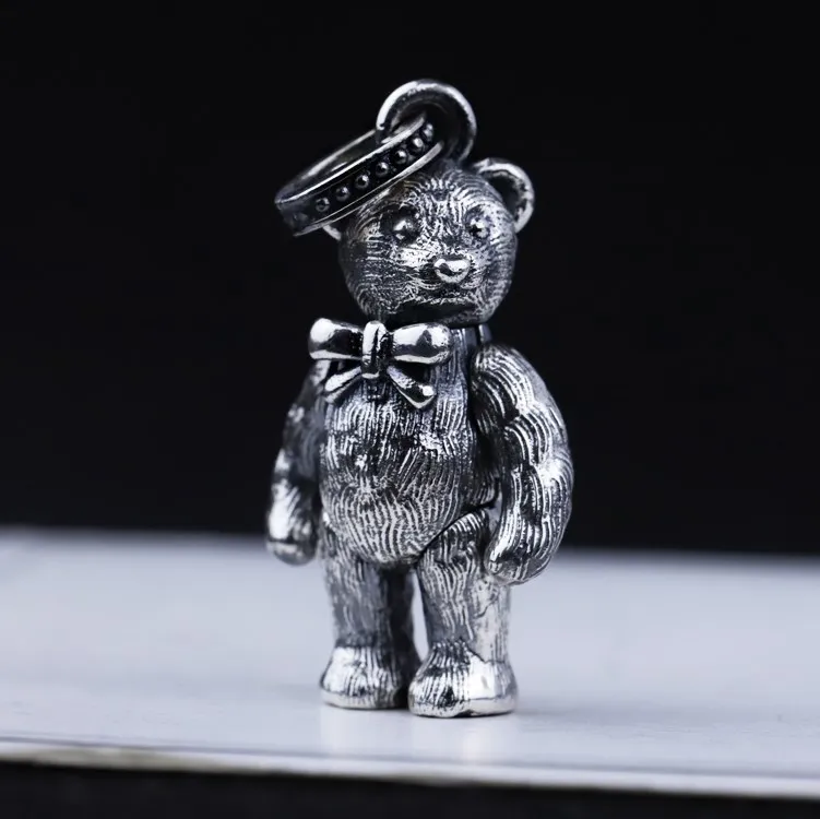 

925 Sterling Silver Pendant Moving Necklace Women's Fashion Network Red Cute Little Bear Temperament Simple and Advanced Versati