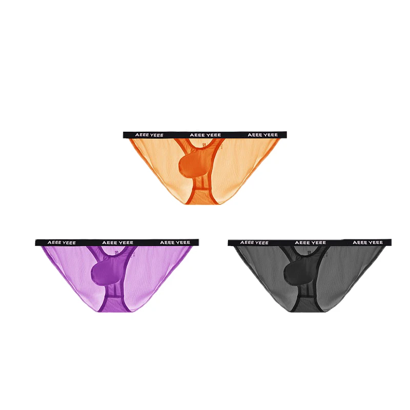 

3 шт. мужское нижнее белье из ледяного шелка, плотные сексуальные треугольные трусы с низкой посадкой, трусы