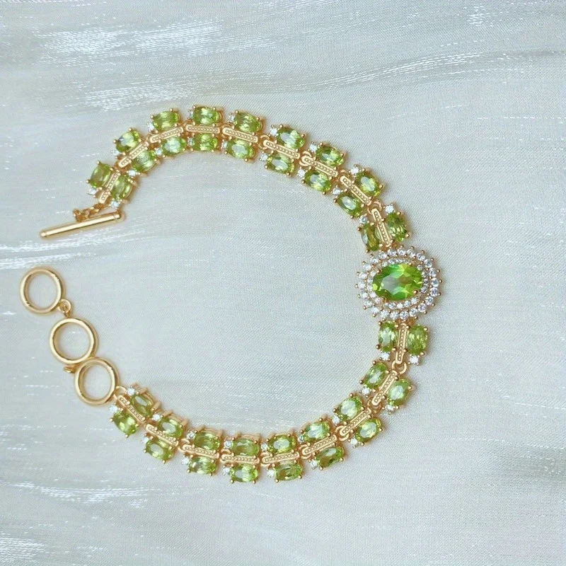 

Natural Peridot Yellow Double Row Bracelet, Classic Gift for Women bracelet for women charm bracelet jewelry