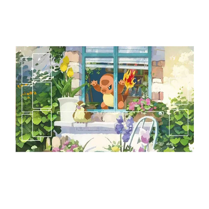 600X350X2Mm Diy Ptcg Charmander Bulbasaur tarjeta estera de batalla Squirtle jugador individual juego de mesa tarjeta Duel placa estera de batalla juguetes de regalo