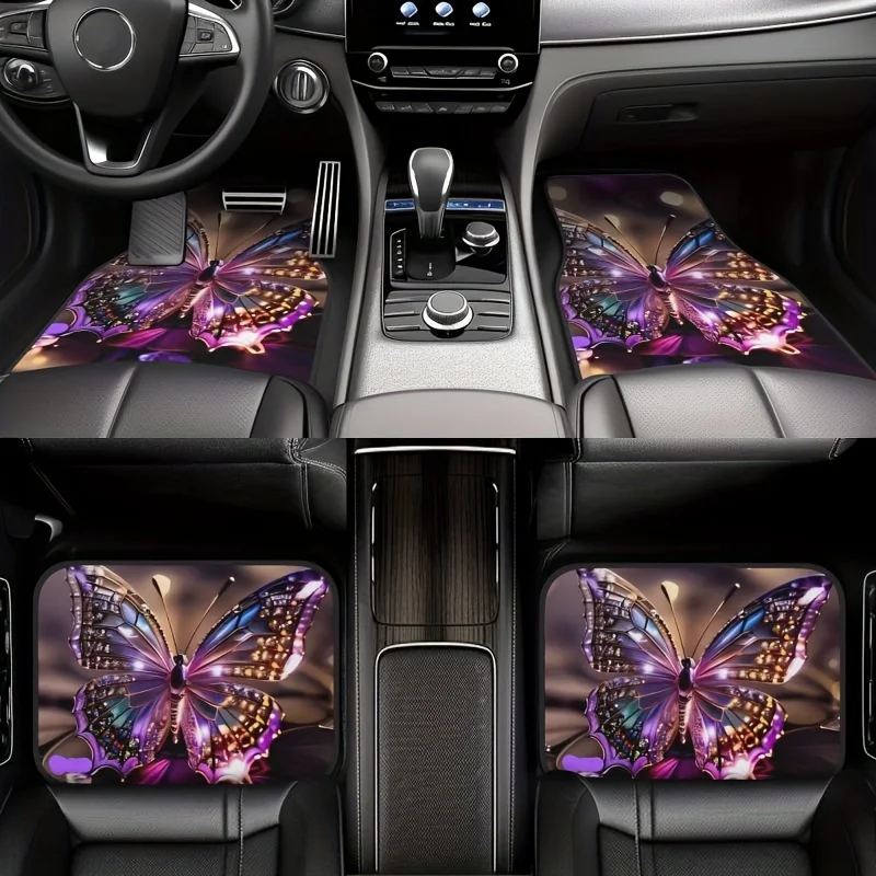 

A Set Of Four, Featuring Adorable Colorful Patterns, These Polyester Full-Print Car Mats Are Stylish, Simple, And Durable. They