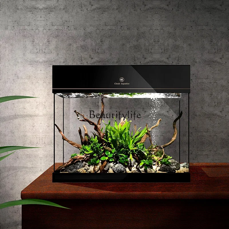 Future Series Ultra-White Glass Small Fish Globe Living Room Desktop Ecological Aquarium