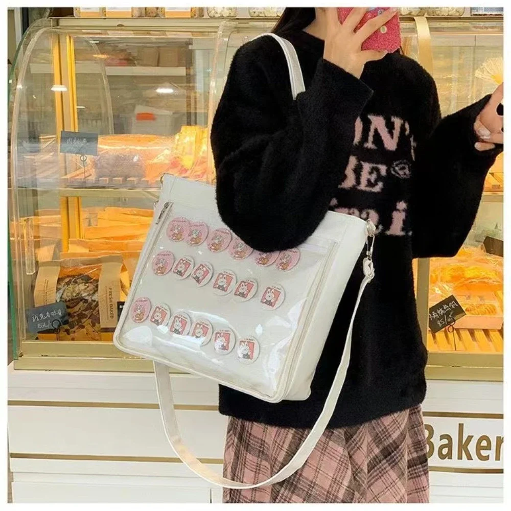 Grande borsa a tracolla in pelle PU School Girls JK Kawaii Itabag donna Ita Bag badge Display borse trasparenti borse a tracolla donna