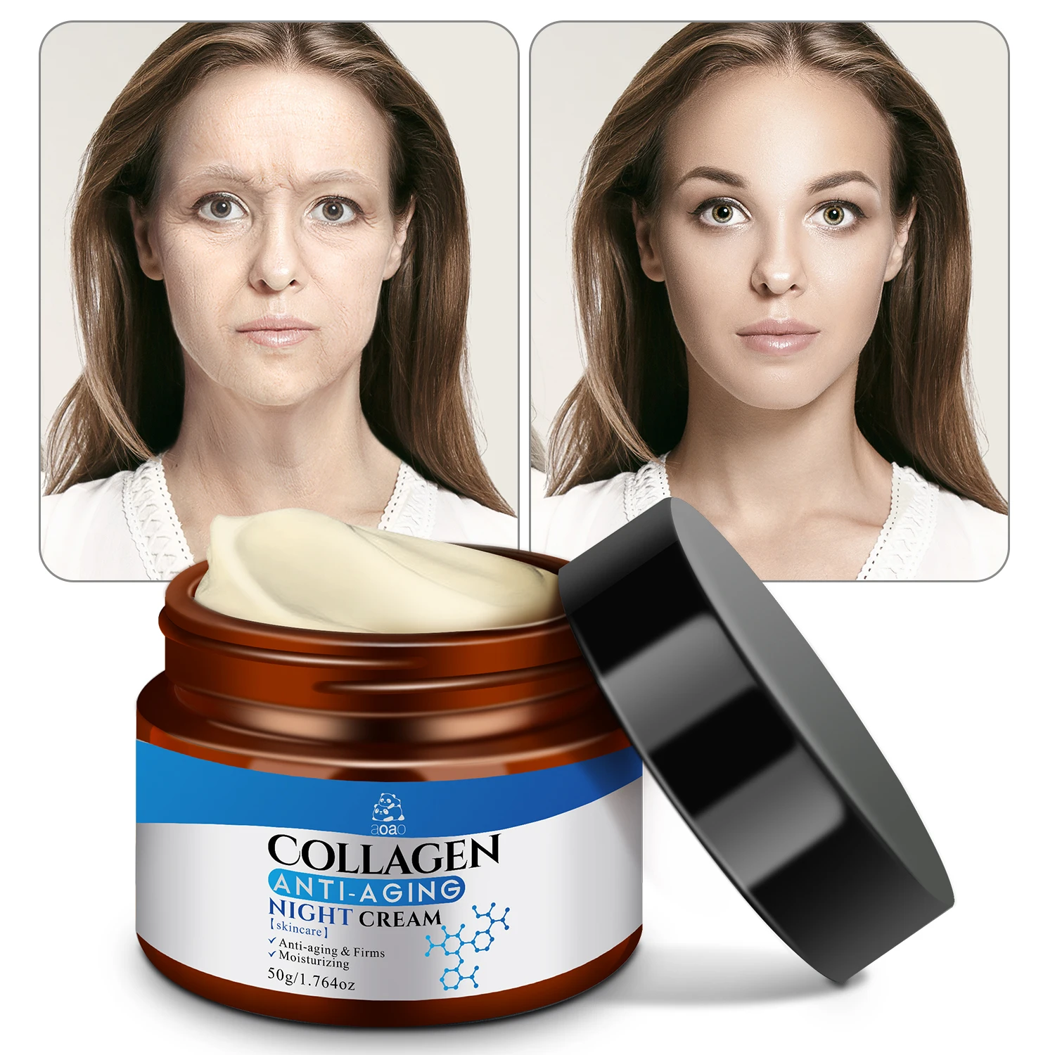 

Ночной крем aoao Collagen с тройным коллагеном, пептидами и гиалуроновой кислотой, увлажняющий ночной увлажняющий крем, без спирта,