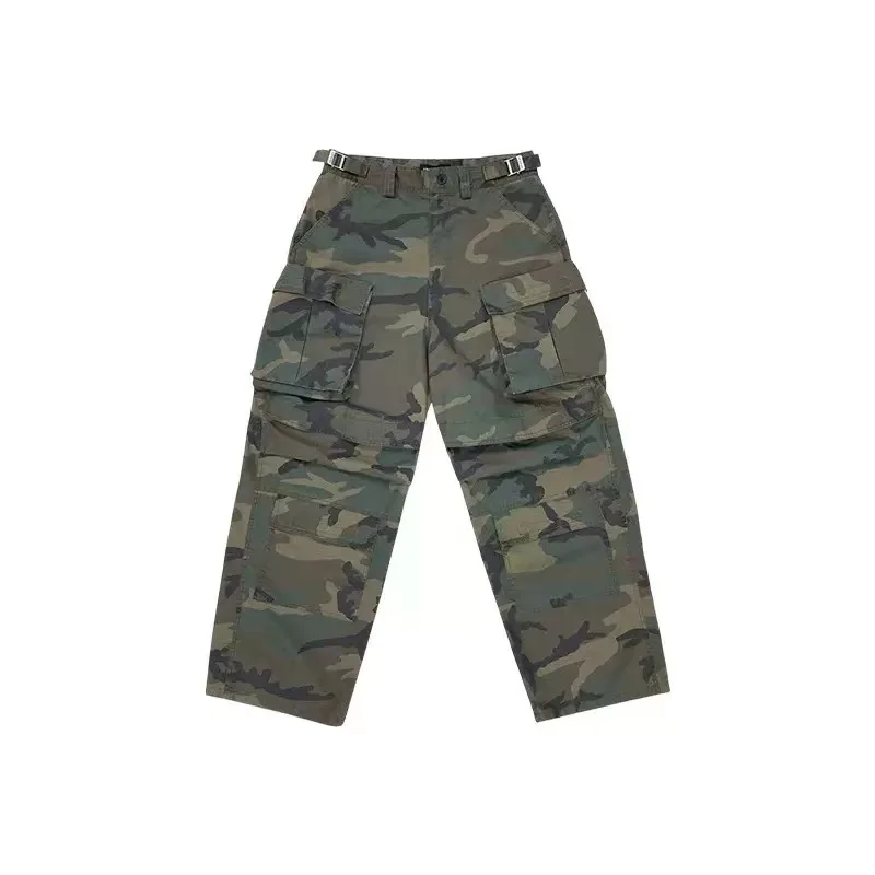Grailz Project G/R 2026 High-Quality Men's Workwear Pants with Large Pockets Wrinkled Distressed Dye Vintage Camouflage Pattern