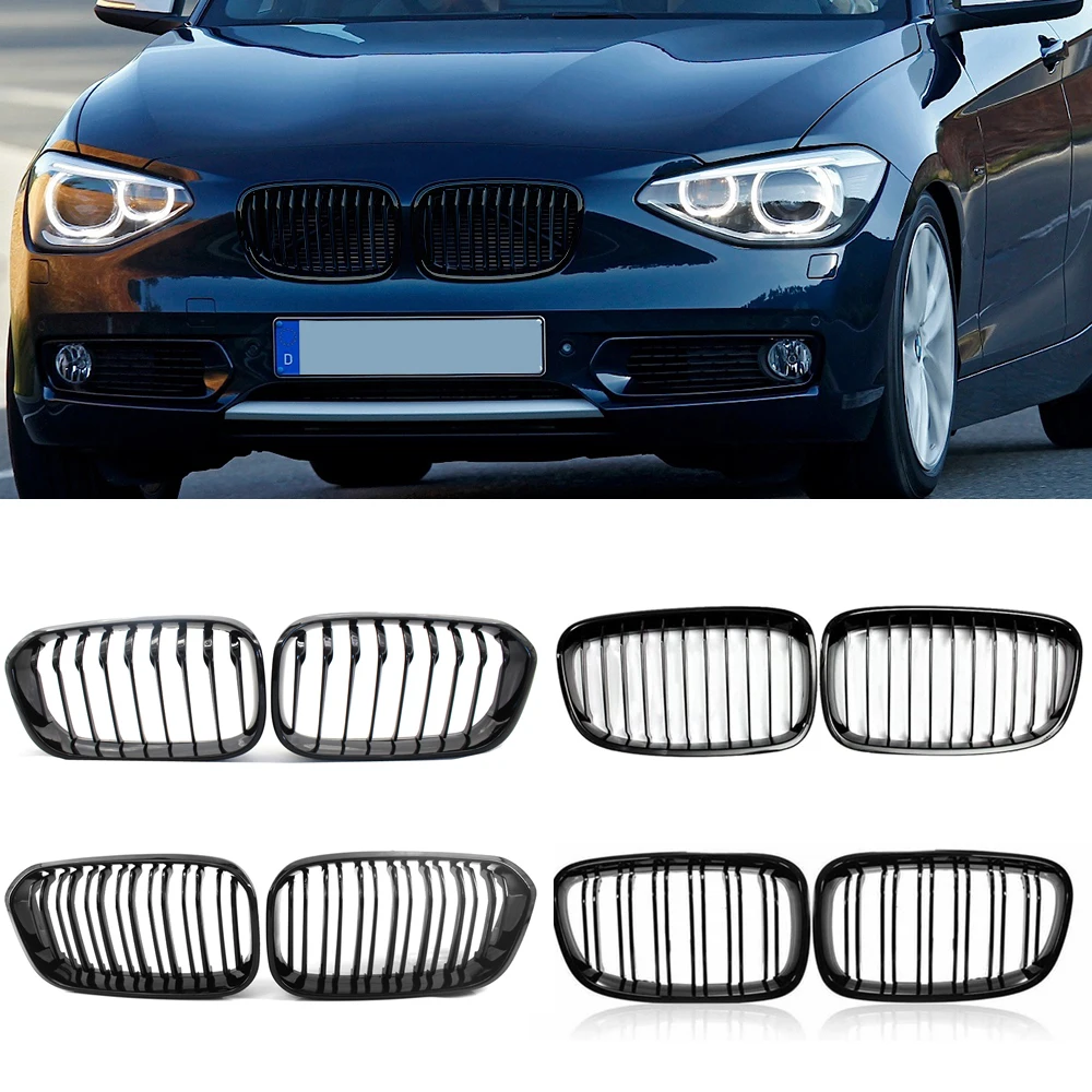 Black Front Kidney Grille For BMW 1 Series F20 F21 2011-2014 2015-2017