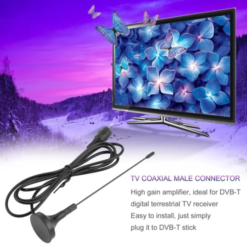 Mini Protable HDTV Digital Indoor Signal Receiver 5dBi DVB-T ATSC Televison TV Antenna Aerial Booster Amplifier