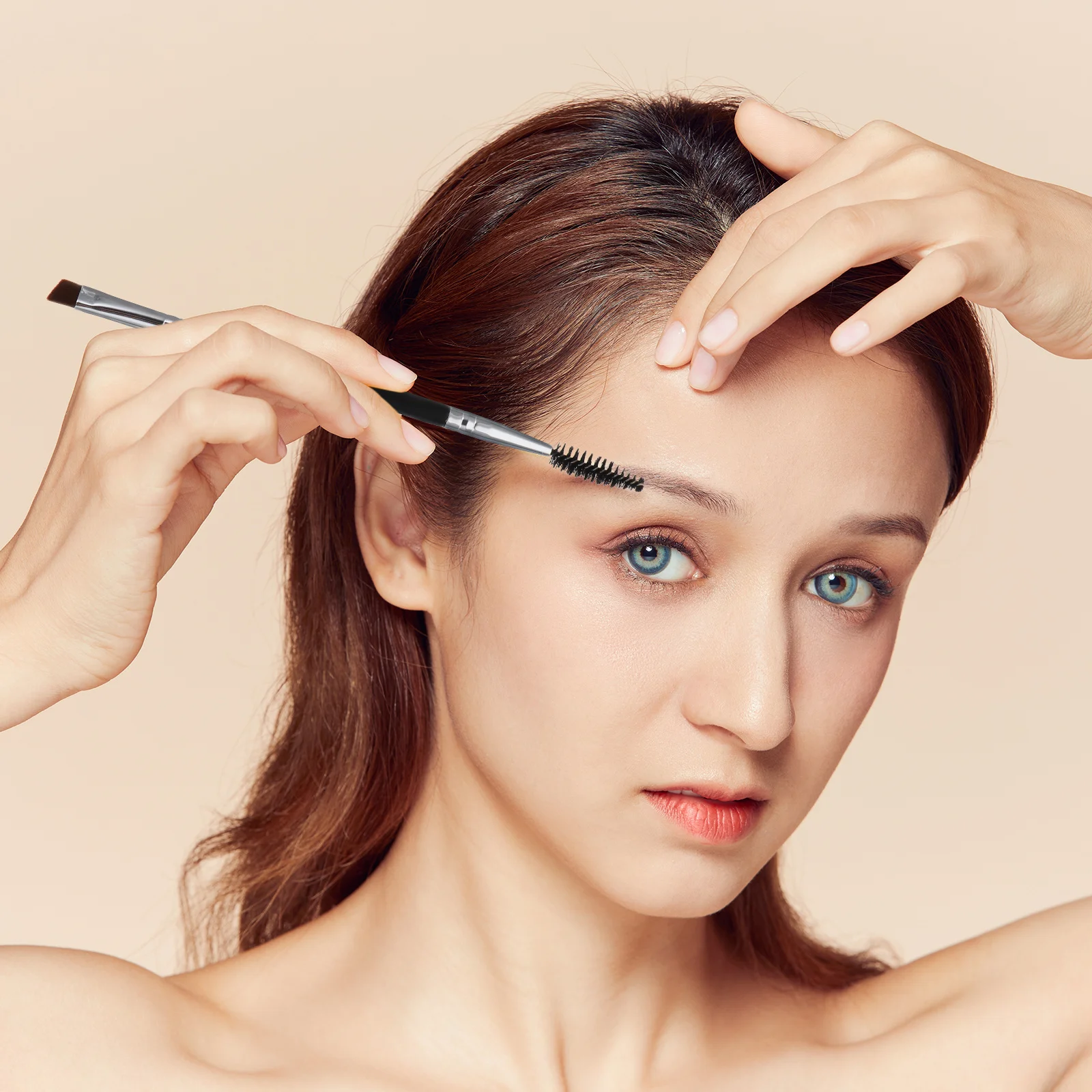 6 個のスプーリーブラシ アングルドコンボ ファインチップ デュアルエンド 精密な眉毛用 汚れにくい デイリーユースキット