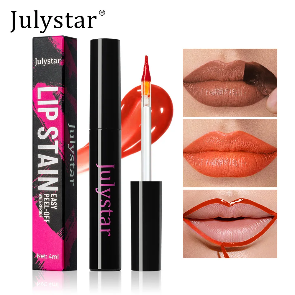 ลิปไลเนอร์กันน้ำแบบลอกออกได้ ลิปกลอสแบบสักติดทนนาน กันน้ำ ลิปทินท์เนื้อแมท สีแดง คอนทัวร์ริมฝีปากแบบลอกออกได้ ลิปสติกติดทนนาน