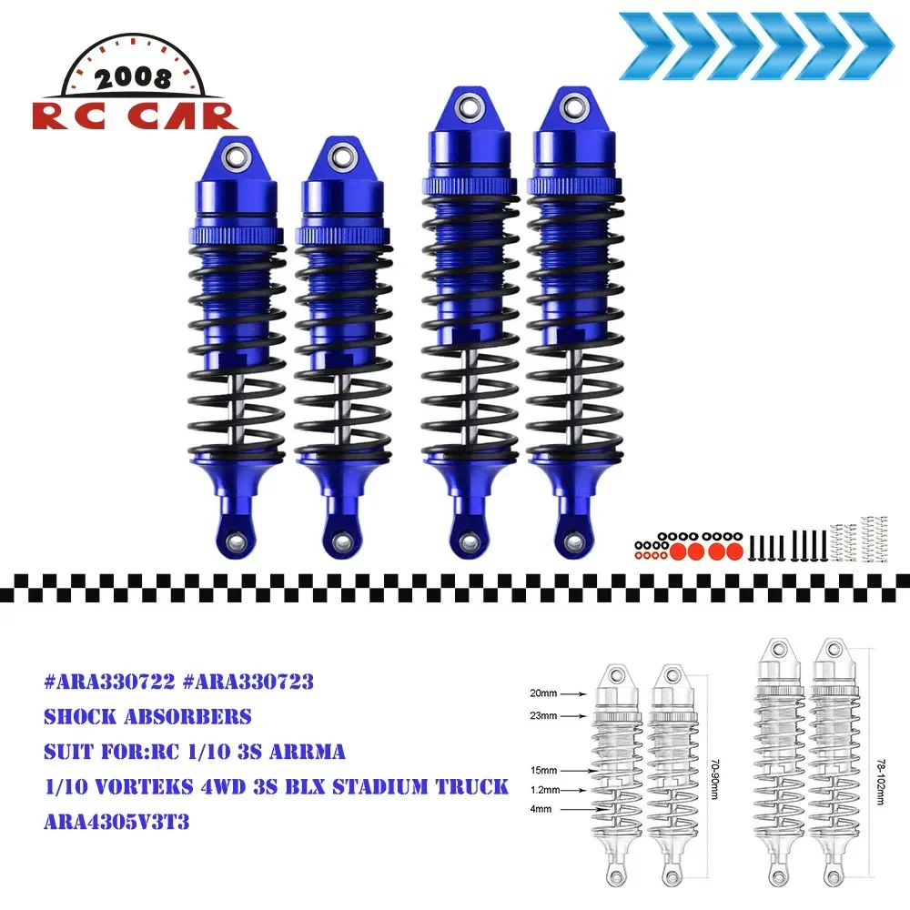 1:10 Front/Rear Full Metal Damper Shock Absorbers For RC CAR 1/10 VORTEKS 4WD 3S ARA4305V3T3 STADIUM TRUCK #ARA330722 #ARA330723