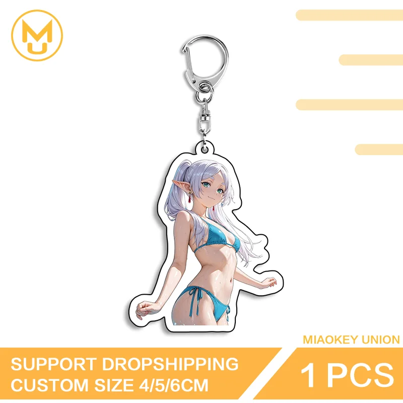 Frieren Sexy Exquisite Double Sided Acrylic Keyring Eye Catching Simulated Enchanting Practical Key Ring Gift For Friends