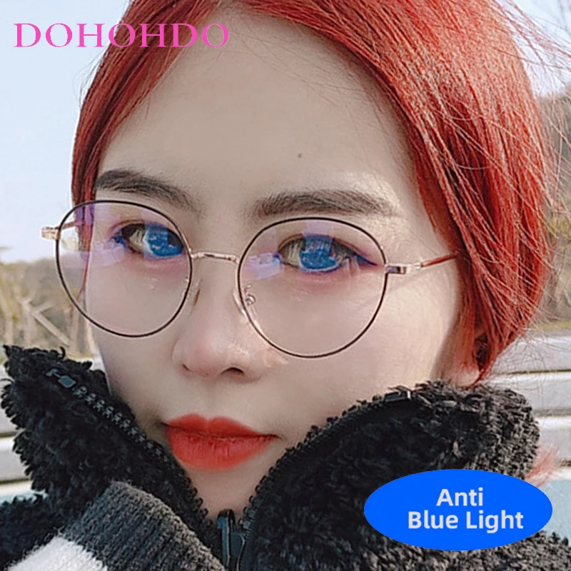 

Vintage Classic Metal Round Frame Use Computer Anti-Blue Light Glasses Brand Designer Women Men Reading Work Optical Eyeglasses