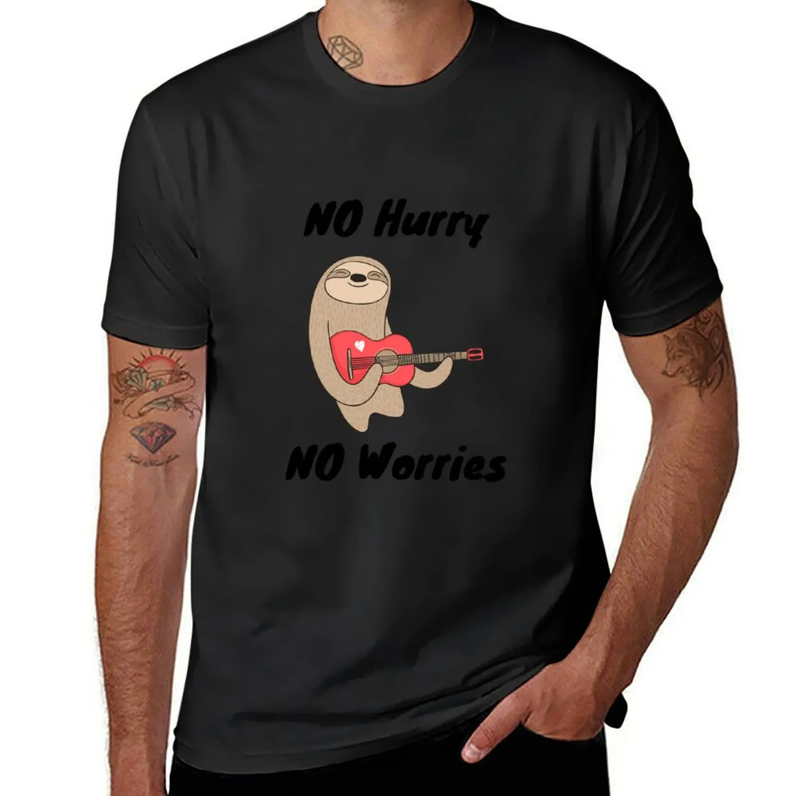 

No Hurry No Worries T-Shirt tops anime clothes slim fit t shirts for men