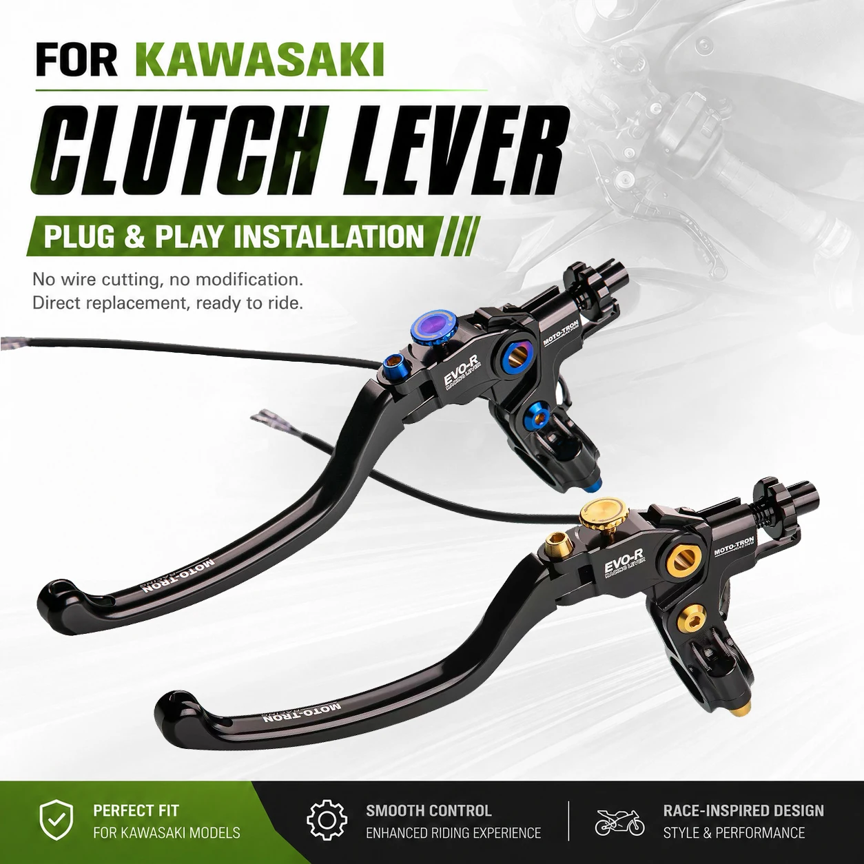 MOTO-TRON For KAWASAKI NINJA400/Z400 & VERSYS 300X Ninja300R 250R Z300 Z250 Z250SL Z125 The New Racing Brake Clutch Lever EVO-R