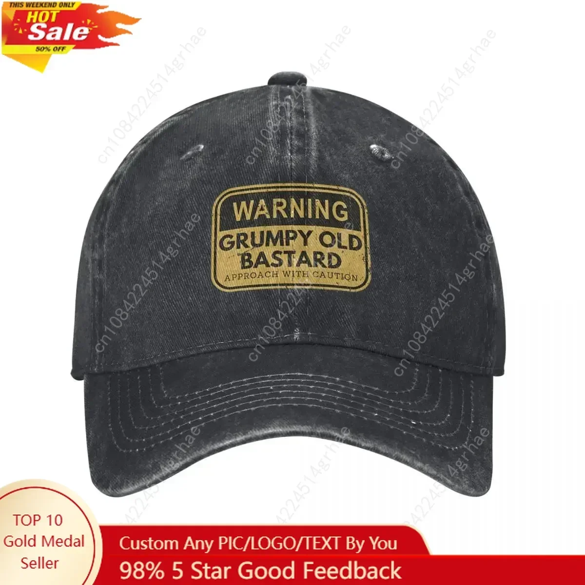 

Warning Grumpy Old Bastard Approach Men Women Baseball Caps Funny Caution Distressed Washed Outdoor Adjustable Fit Snapback Hat