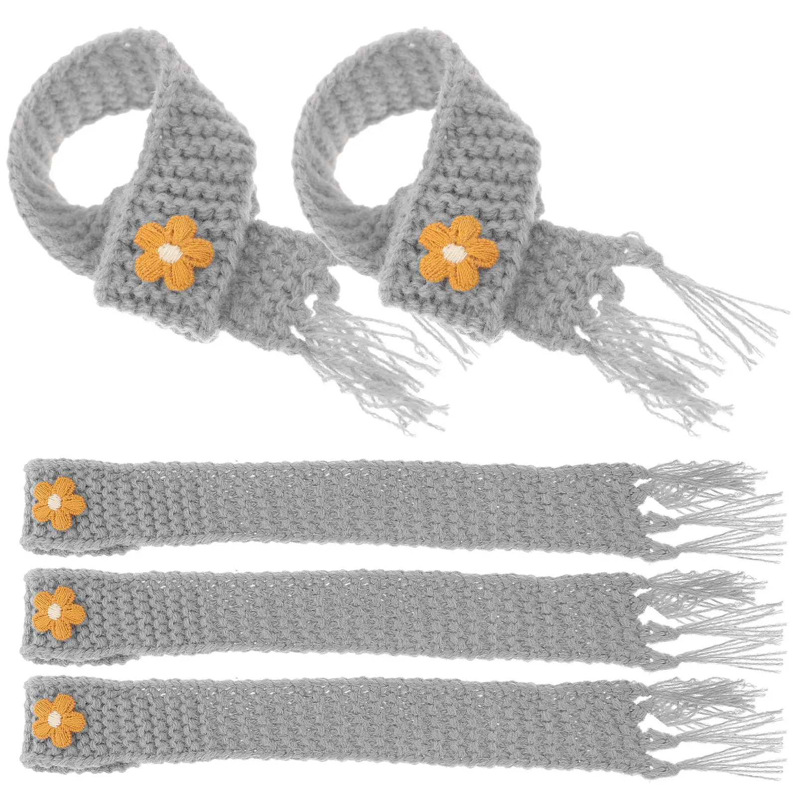 5 Peças Mini Cachecol de Fio Macio para Tricô, Tamanho Ajustável, Adorável Decoração Miniatura, Acessórios DIY para Garrafas de Vinho e Festas