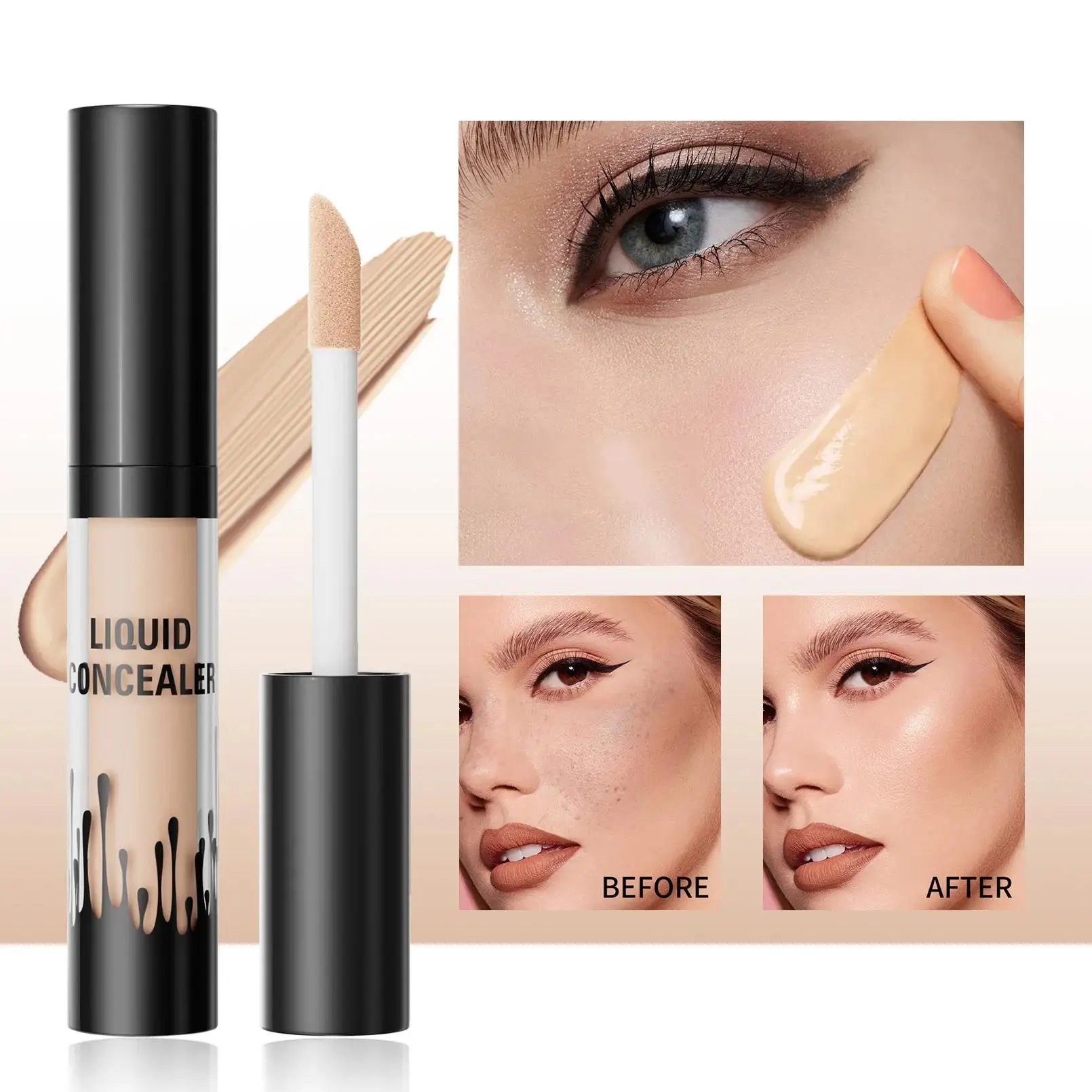 كونسيلر مقاوم للماء بتغطية كاملة للهالات السوداء والشم والعيوب وتفتيح مكياج يدوم طويلاً وصيغة بقع الوجه #1