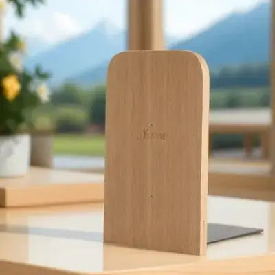 2 قطعة من الدفتين الخشبية المصنوعة يدويًا من خشب الزان بتصميم بسيط حامل كتب نونسليب لتنظيم رف المكتب المنزلي والمكتب #6