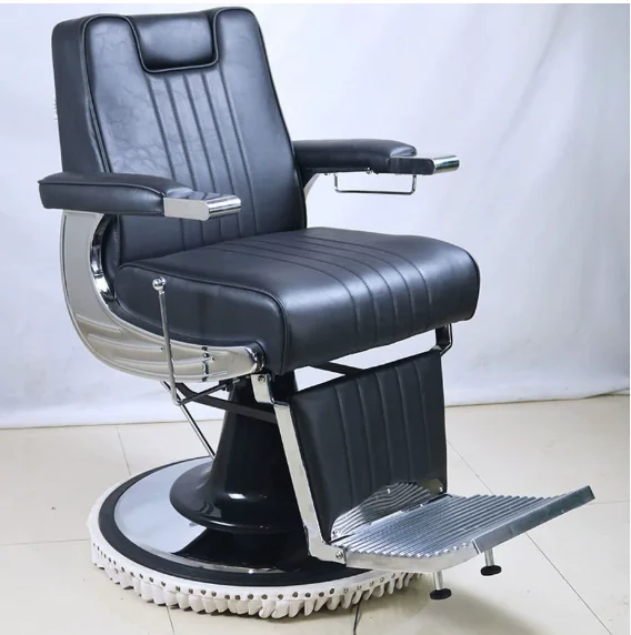 Italian Luxury Modern Barber Chair Iron Chrome Base 360 Degree Rotation Powerful Hydraulic Pump Hotel Salon Use Styling Chair