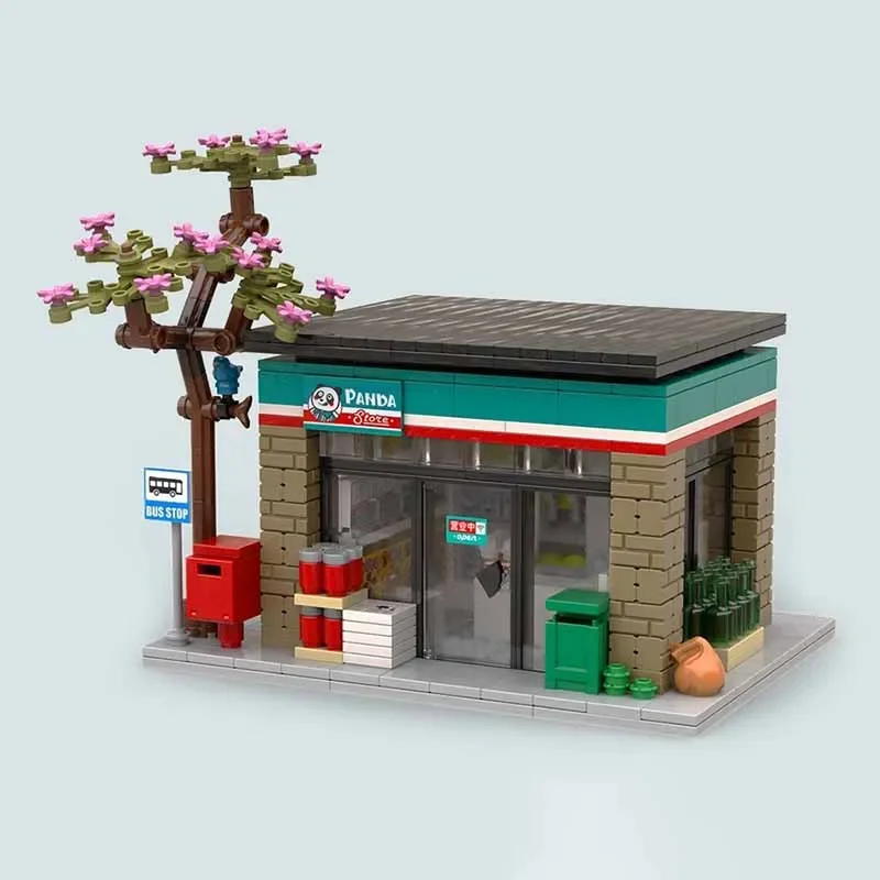 City Street View Model Moc Building Blocks Convenience Store Model Technology Brick DIY Assembly Construction Holiday Set Toys