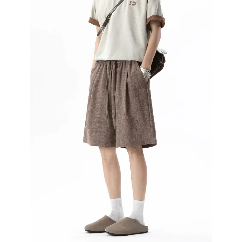 Pantalones Cortos de Verano para Hombre, Transpirables, Holgados, Rectos, Casuales, de Cintura Elástica, Estilo Urbano, Bermudas, Pantalones Casuales Holgados