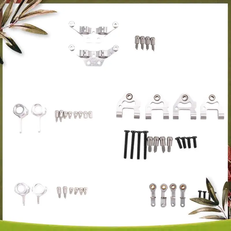 ABOU-1Set Set di piastre ammortizzatori per braccio oscillante con tazza dello sterzo in metallo per Wltoys P929 P939 K969 K979 K989 K999 1/28 RC Car, Argento e 2X