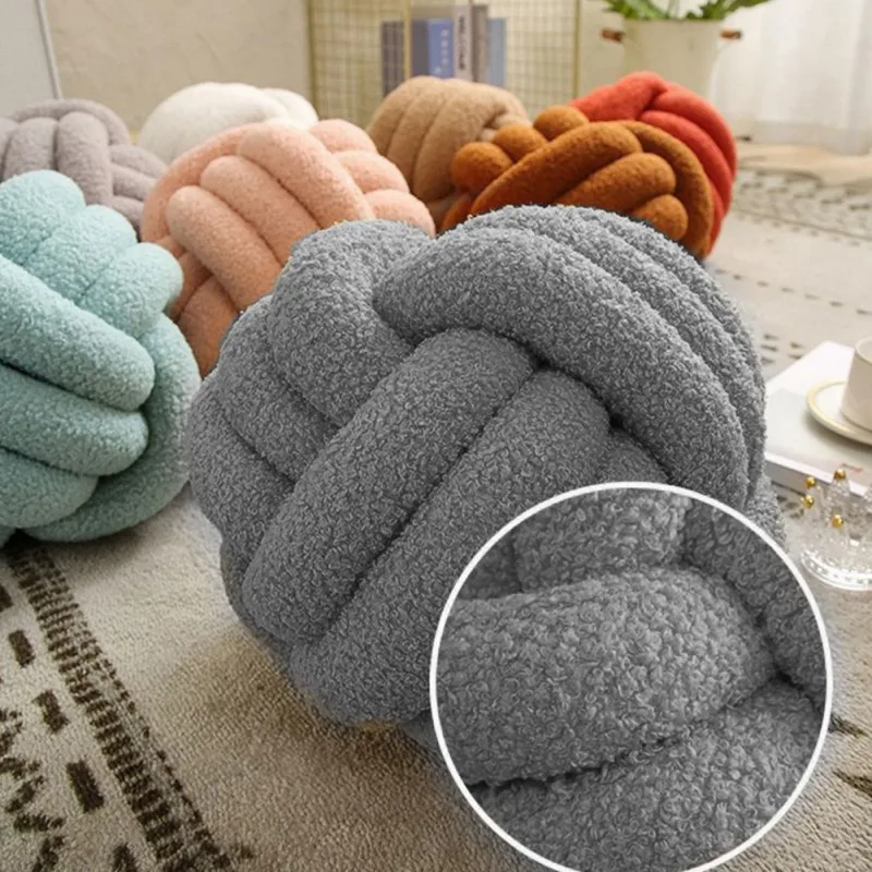 Hand Knot Cushion Sofa Throw Pillow Ultra Soft Companionship Decorative Hand-woven Knotted Ball Sofa Cushion Stuffed Pillow Home