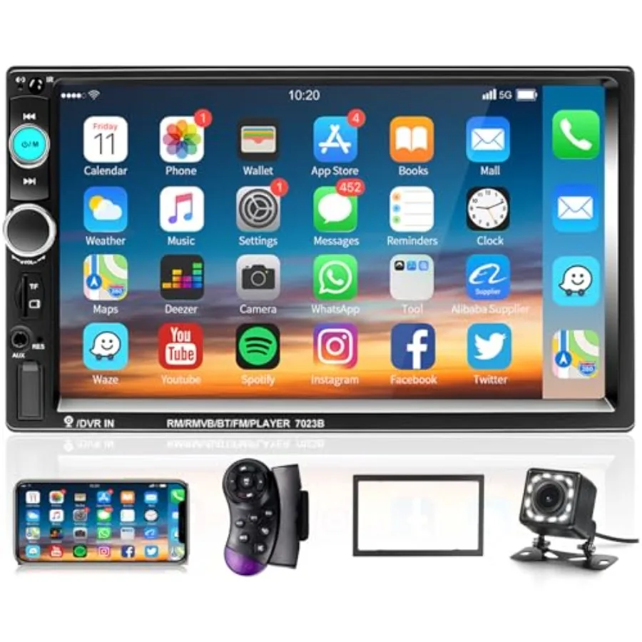 

Car Stereo Double Din Car Radio 7 Inch MP5 Player with HD Touch Screen Digital Display Bluetooth Multimedia Support PhoneLink U