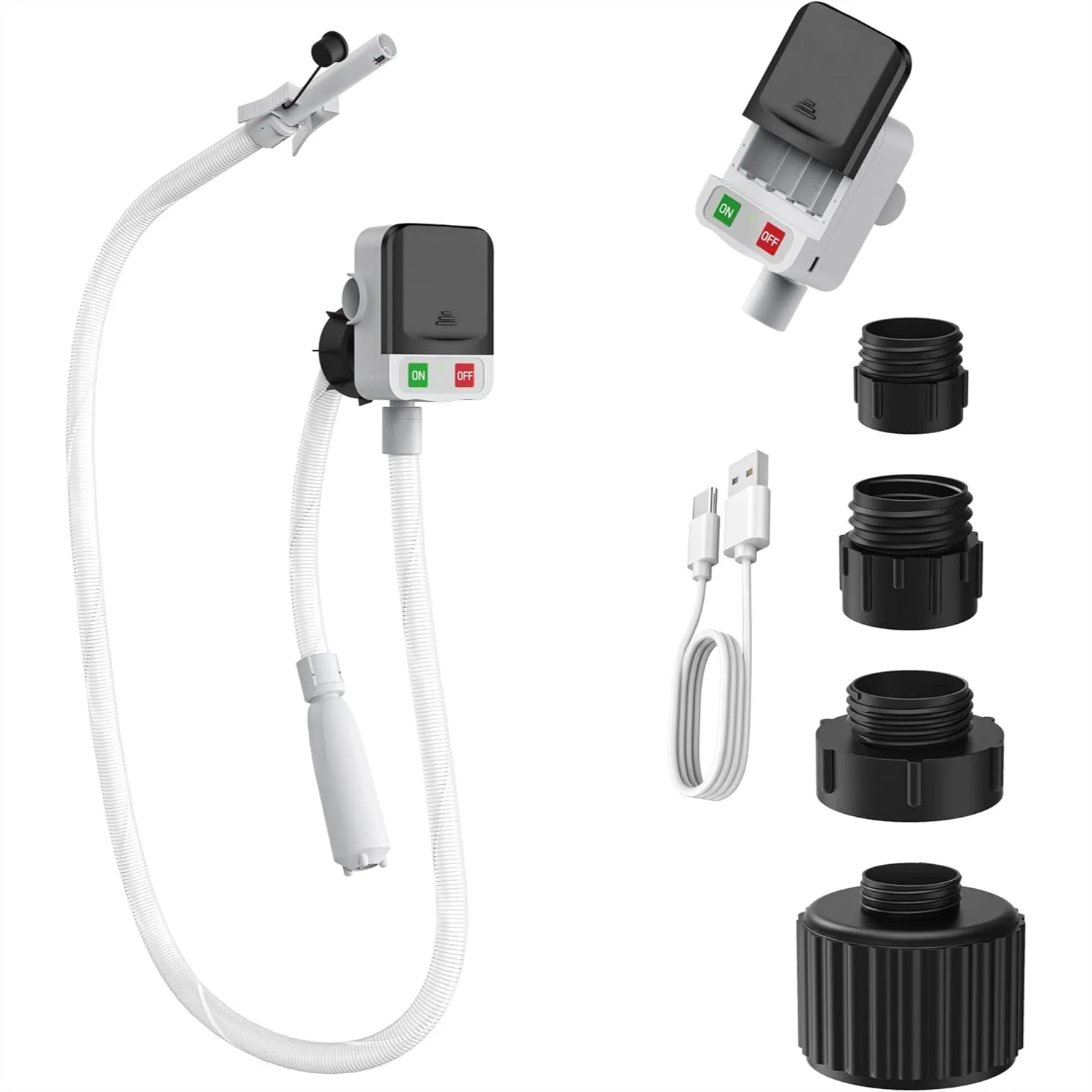 

Automatic Fuel Transfer Pump 3.2 GPM with 51" Hose & 4 Adapters, Battery or USB Powered Portable Auto Shut-off for Oil Diesel