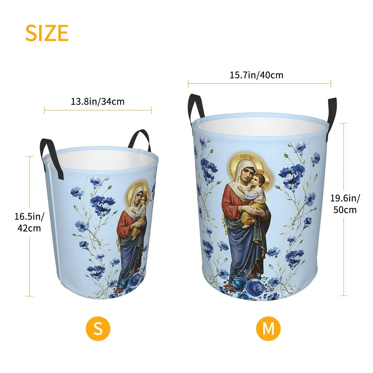 Catholicism Saints Jesus Mary Folding Laundry Baskets Dirty Clothes Home Organizer Large Waterproof Hamper For Home Kids