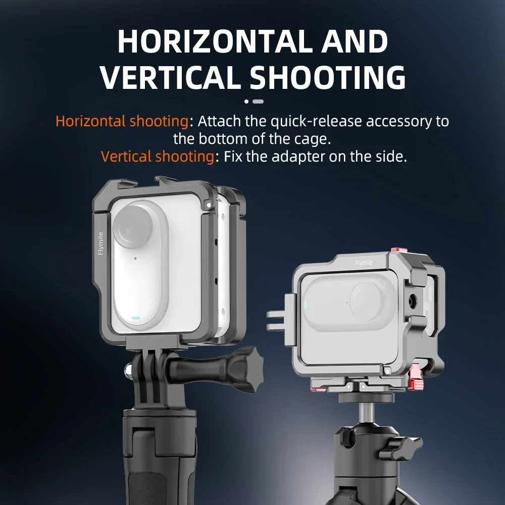 Marco protector Flymile para Insta360 GO3/3S, adaptador de expansión de montaje en zapata fría, soporte de liberación rápida, accesorios para cámaras deportivas