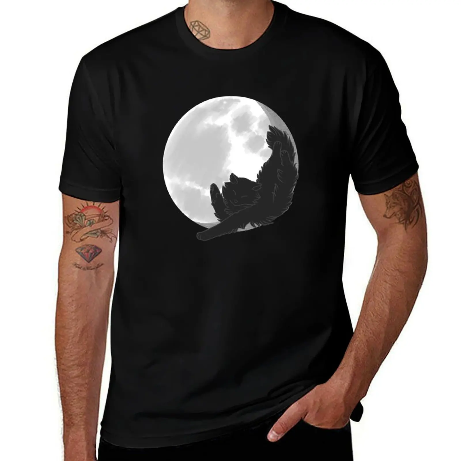 

Moon Cat T-Shirt oversized t shirt heavyweights luxury t-shirt designer t shirt men