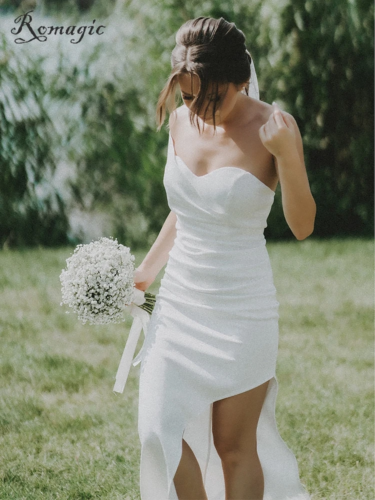 Vestido de noche de un hombro para mujer, traje Formal con abertura en la espalda, acolchado, elástico, fruncido, para fiesta de boda, verano, 2024